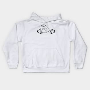 Chonk Cat on a Rug Minimal Line Kids Hoodie